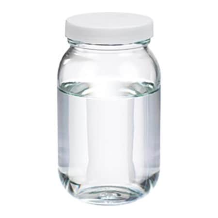 Cp Lab Safety. Wheaton 16 oz Clear Glass Wide Mouth Packer Bottles, PTFE Lined PP Caps, Case of 24 W216931
